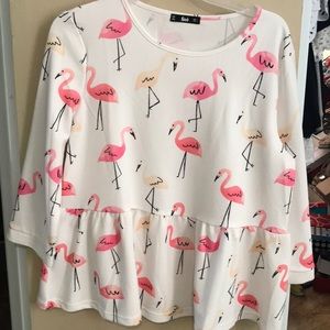 New never used no tags flamingo peplum blouse